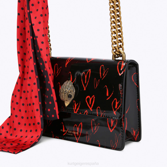 Kurt Geiger mujer bandolera pequeña london shoreditch 2LPR116 | bolsas negro rojo